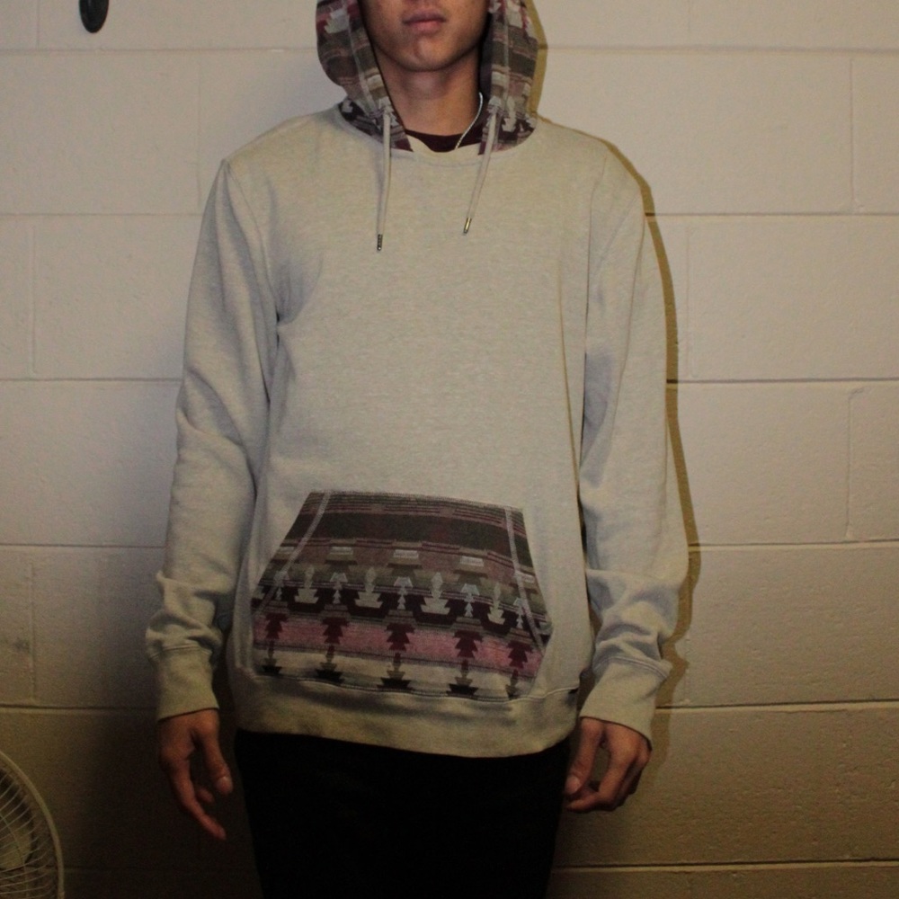 Light hooded sweatshirt- Tan + Design Pattern